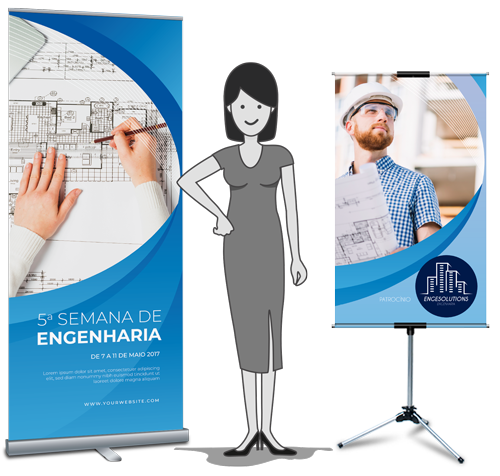 GM Print porta-banner roll-up e porta-banner tripé ajustável