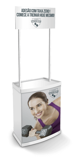 balcão PDV modelo Junior com personalização na frente e na testeira